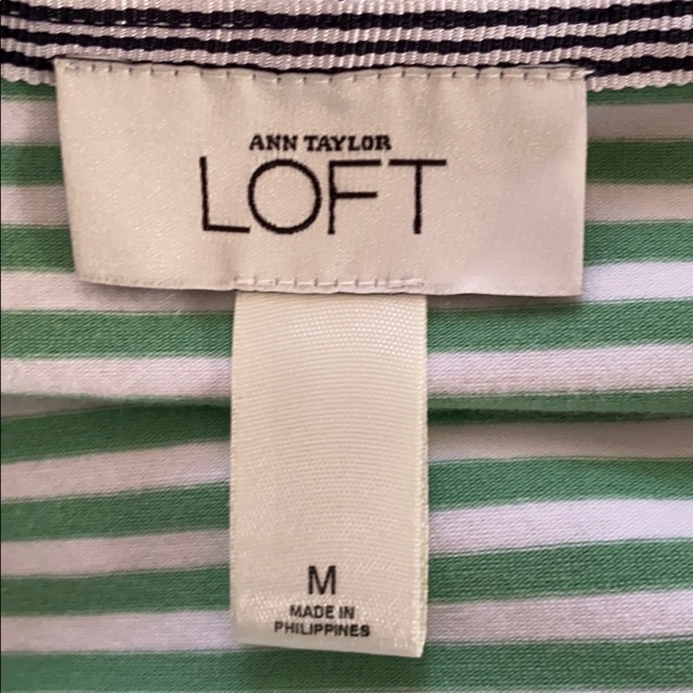 Striped V-Neck Hoodie Top - Light Green - Picture 6 of 7